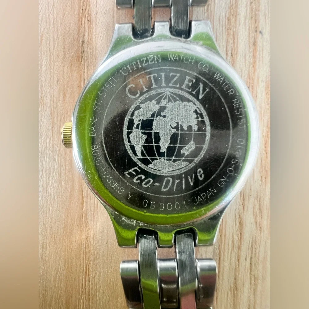Citizen eco-drive ladies black dial two toned solar dress watch
